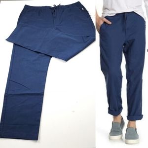 NWT ONIA Collin Cotton Drawstring Pants Joggers Loungewear Large Blue